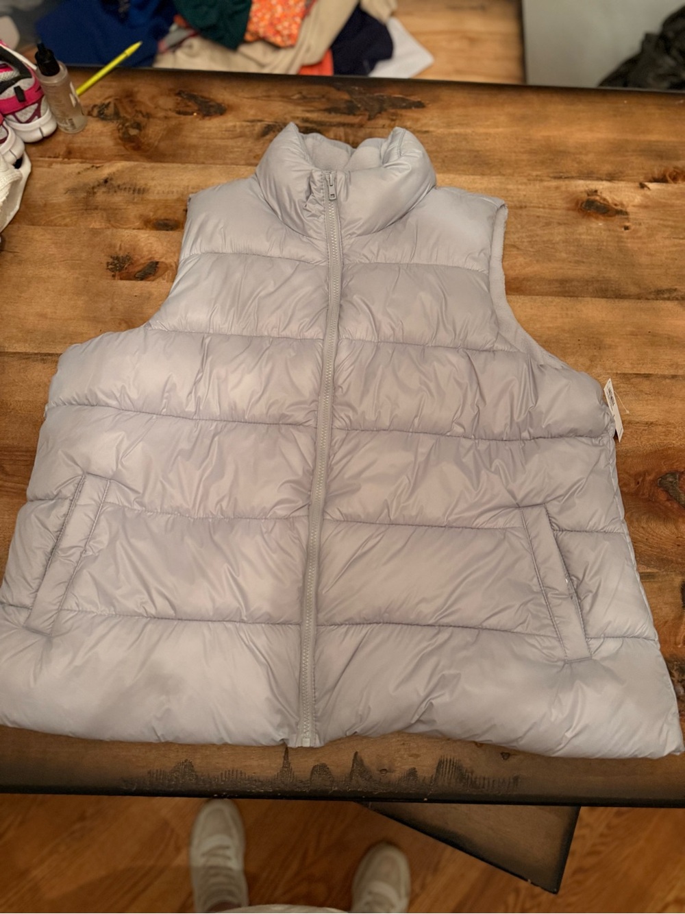 NWT Old Navy Women’s XXL Gray Puffer Vest Fleece Lined